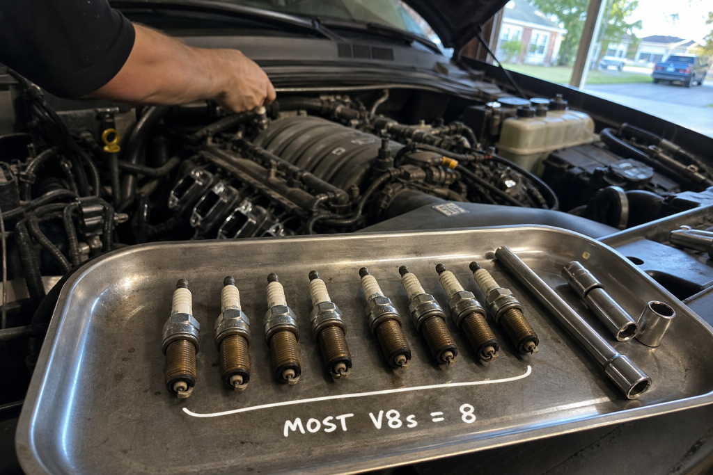 How many spark plugs v8 engine